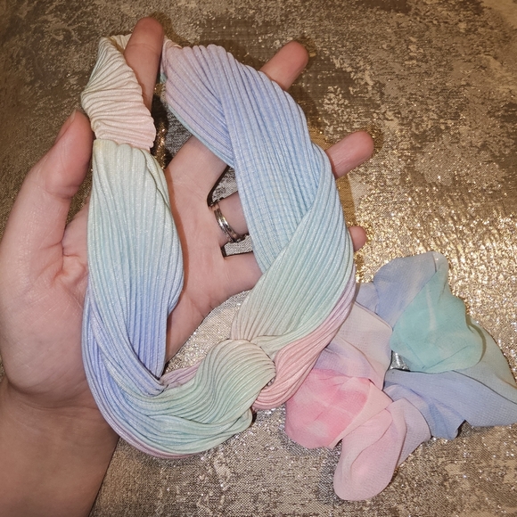Pastel Rainbow Scrunchie and Headband Set - Picture 4 of 4